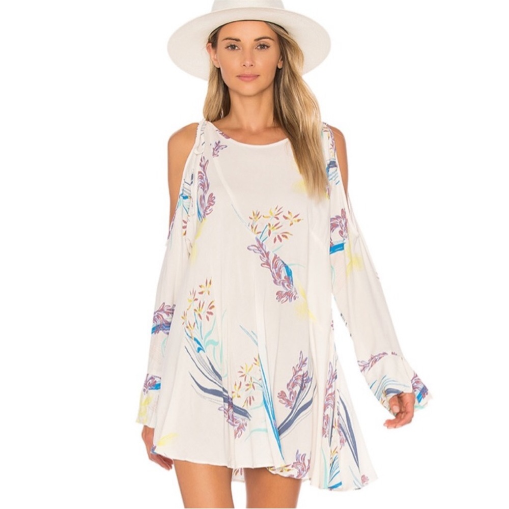 Free People Clear Skies Cold Shoulder Printed Tunic Dress